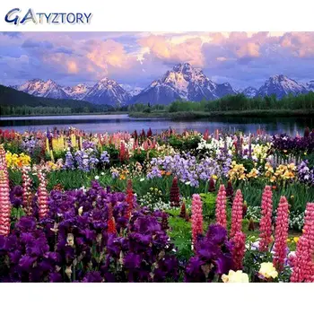 

GATYZTORY Diy Framed Paint By Numbers Flowers Landscape Photo By Number HandPainted Picture Paint On Canvas Wall-art