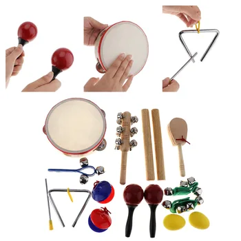 

16Pcs Musical Instrument Set 10 Kinds Kindergarten Tambourine Drum Percussion Toys for Kids Children Baby Early Education