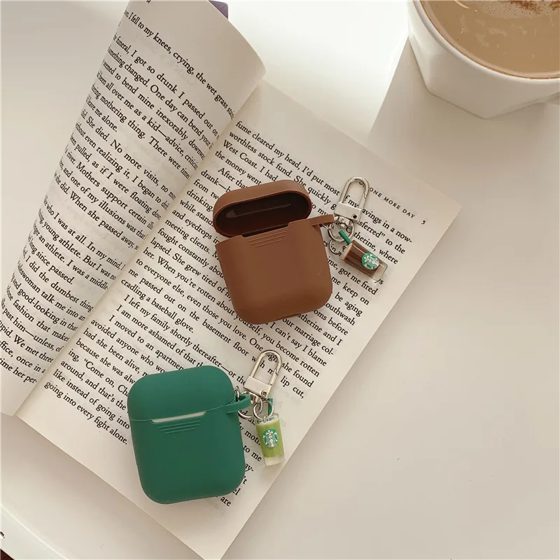 Cute Coffee Pendant For Apple AirPods 2&1 Soft TPU Charging Decorative Wireless Bluetooth Headphone Earphone Protective Case#S0