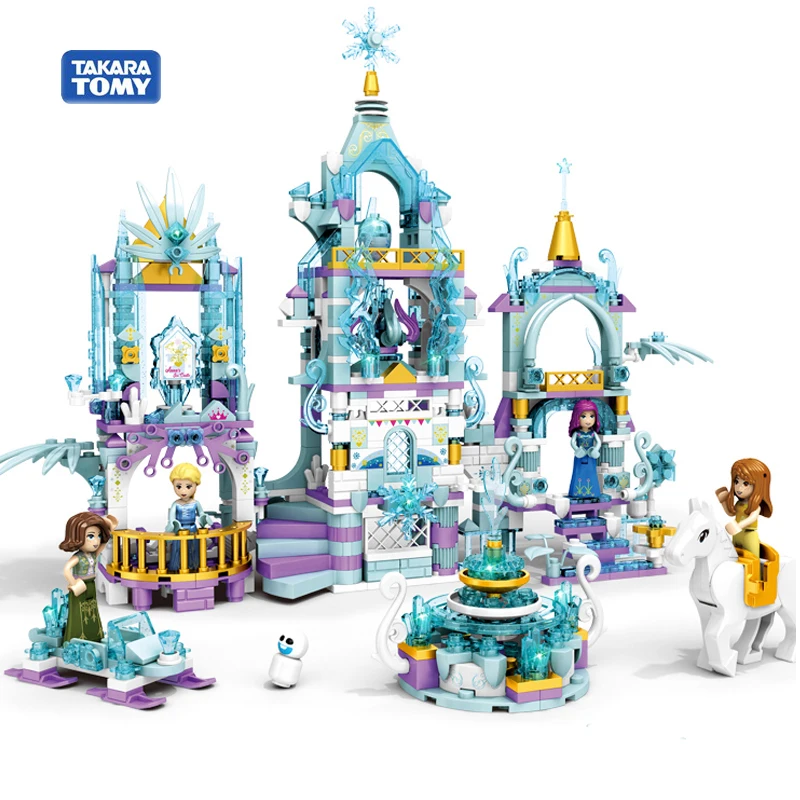 LEGOED building block toy legoed ice snow qi building block 2019 ice and snow castle children puzzle 8 in 1 assembly Frozen 2