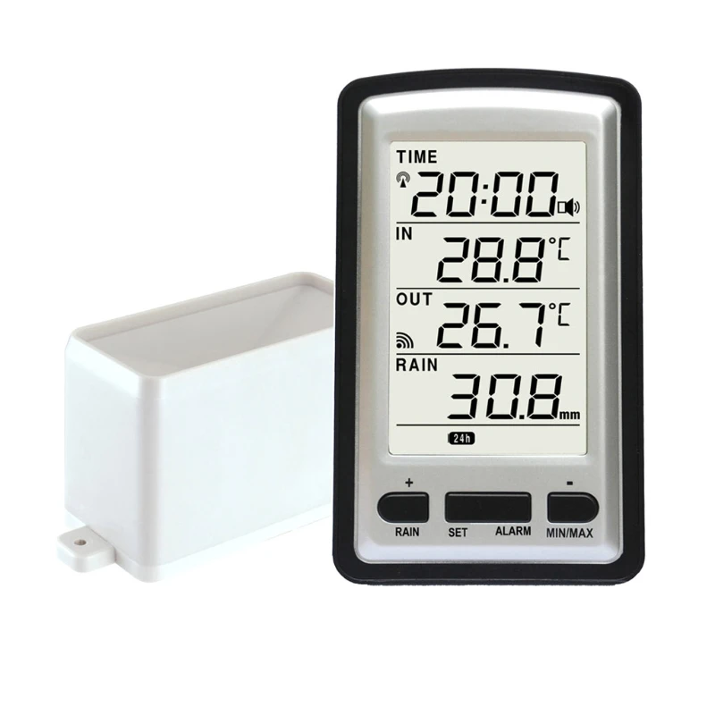 Wireless Rain Meter Gauge Weather Station indoor/outdoor temperature Recorder