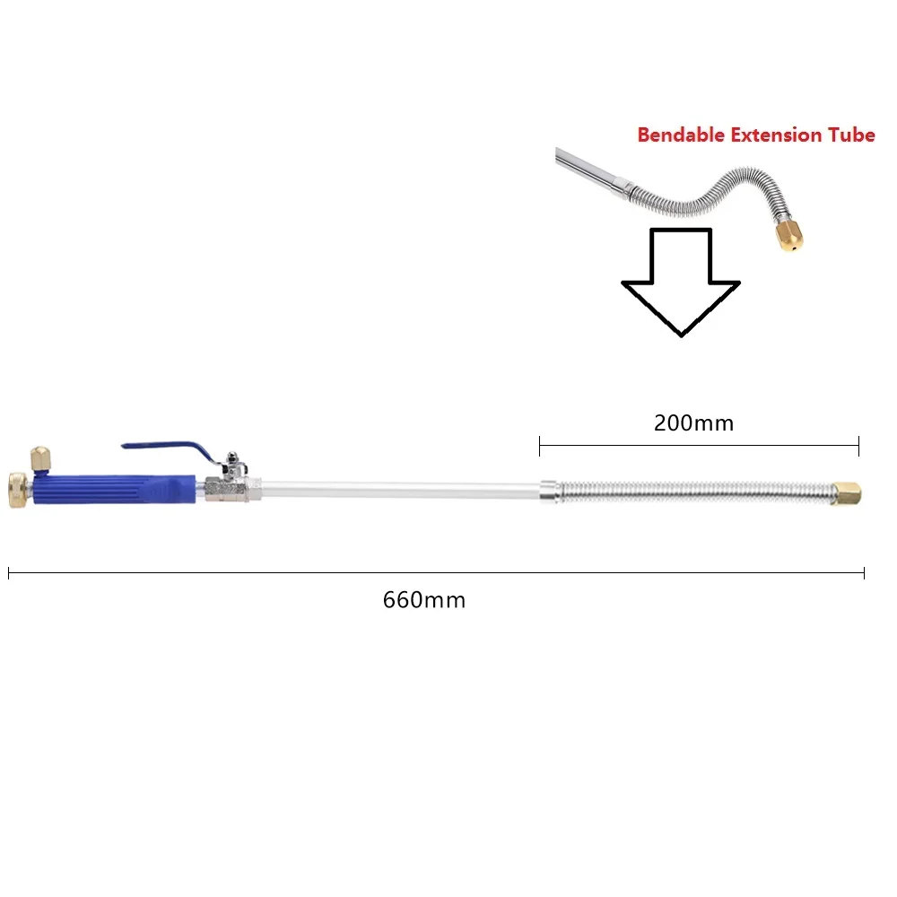 Автомобильный водяной пистолет высокого давления, Омыватель струи воды 46,5/66 см, садовая мойка, шланг, насадка, распылитель, поливочный Спринклерный инструмент - Цвет: Blue add Tube