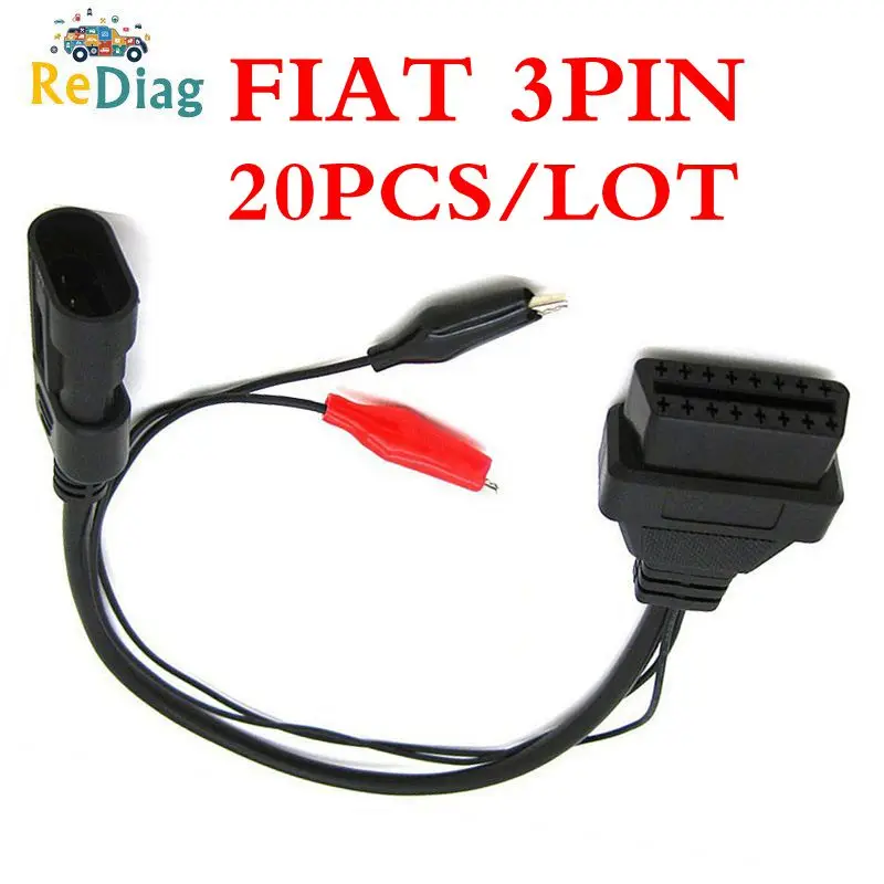 20 шт./лот Автомобильный Кабель для Fiat 3 Pin до 16 штырьевой OBDII OBD2 Соединительный адаптер автомобильный кабель obd 3 Pin Диагностический кабель
