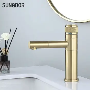 

Black White Basin Faucets Hot Cold Water Mixer Tap Single Handle Mixer Tap Faucet Brushed Gold Bathroom Water Crane Tap AL-0121H