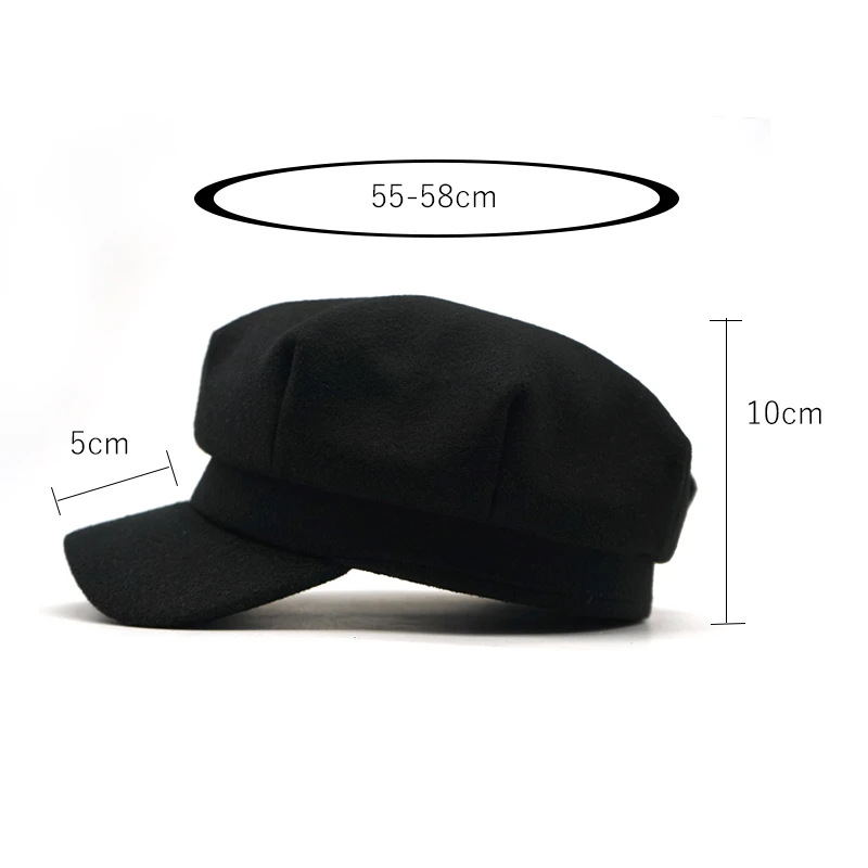 New Autumn Winter women beret hat British style retro solid color octagonal cap female thick warm winter hats visor cap