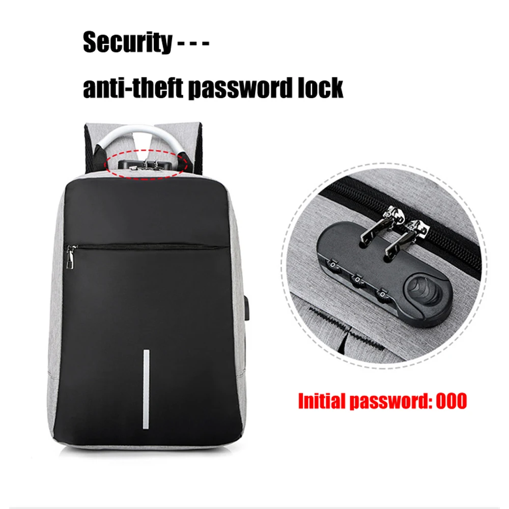 

Men's Bag Password Lock Anti-theft 15.6-inch Laptop Backpack Usb Charging Computer Business Casual Travel Backpack Mochila mujer