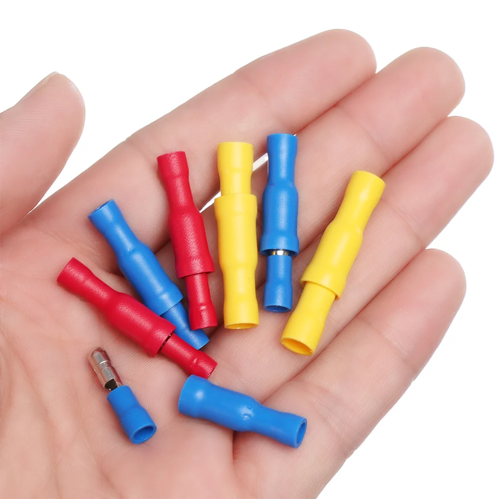 50Pcs/Set Female and Male Insulated Electrical Connector Crimp Terminal For 22~ 16 AWG Audio Wiring Electrical Equipment