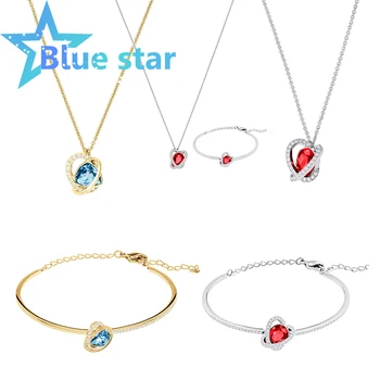 

Swarovskis Original 1:1 Wrap Crystal Bracelet and Necklace Exquisite Jewelry Set Gift Lady Bracelet and Lady Necklace