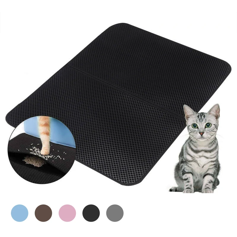 Double-Layer Cat Litter Mat Trapping Foldable Pad Pet Rug Waterproof EVA Rubber 