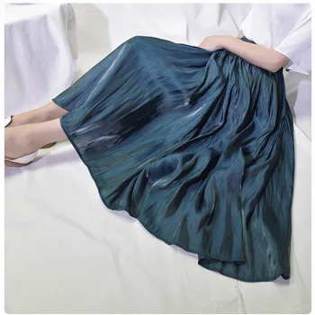 

2019 Summer Autumn Women Long Skirts Fashion A-Line Women Pleated Skirts High Waist Women Midi Skirt Faldas Mujer Saias
