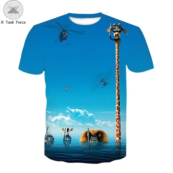 

Tomato funny Madagascar popular cartoon zebra lion hippo T-shirt super cute popular cartoon male T-shirt