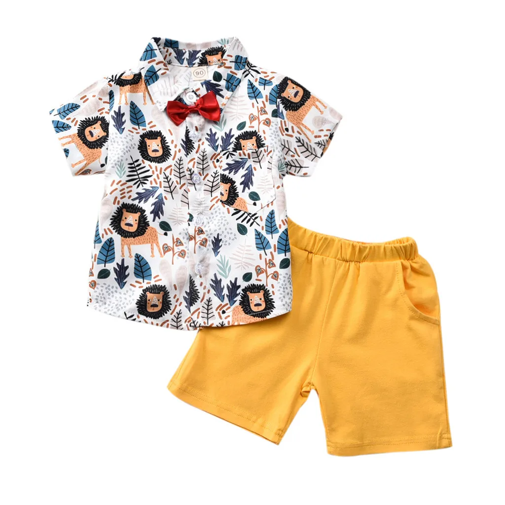 Toddler Kid Baby Boys Clothes set short sleeve Gentleman clothes for boys Tops Shorts summer baby boy Outfit CF | Мать и ребенок