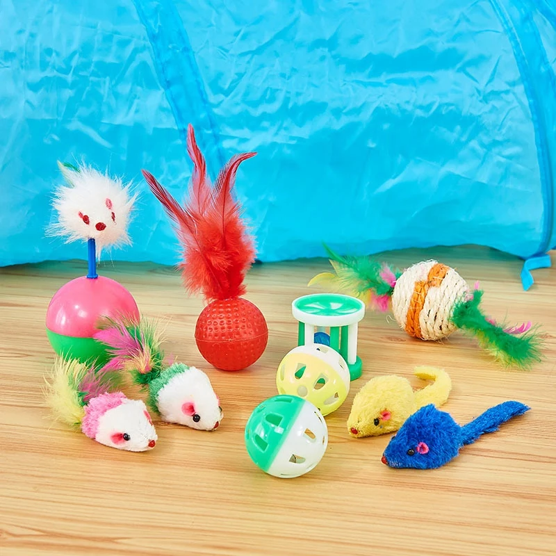 Игрушка для кошек, мышь, рыбка, мяч, 25 шт., игрушки для домашних животных, игрушки для кошек, Интерактивная палочка из перьев