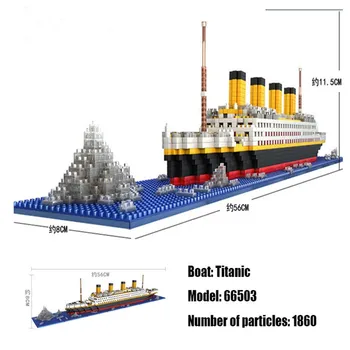 

66503 1860 Pcs Titanic Cruise Ship Model Boat Diy Diamond Building Blocks Bricks Kit Children Toys