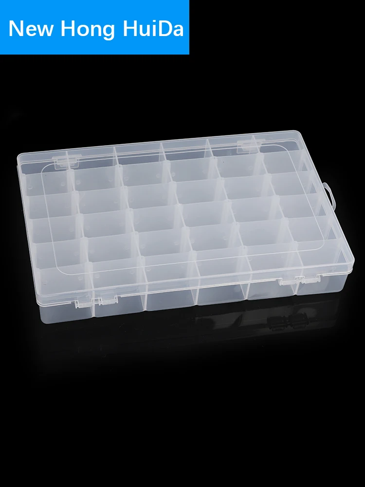 Adjustable 36 Compartment Plastic Storage Box Jewelry Earring Case Organization