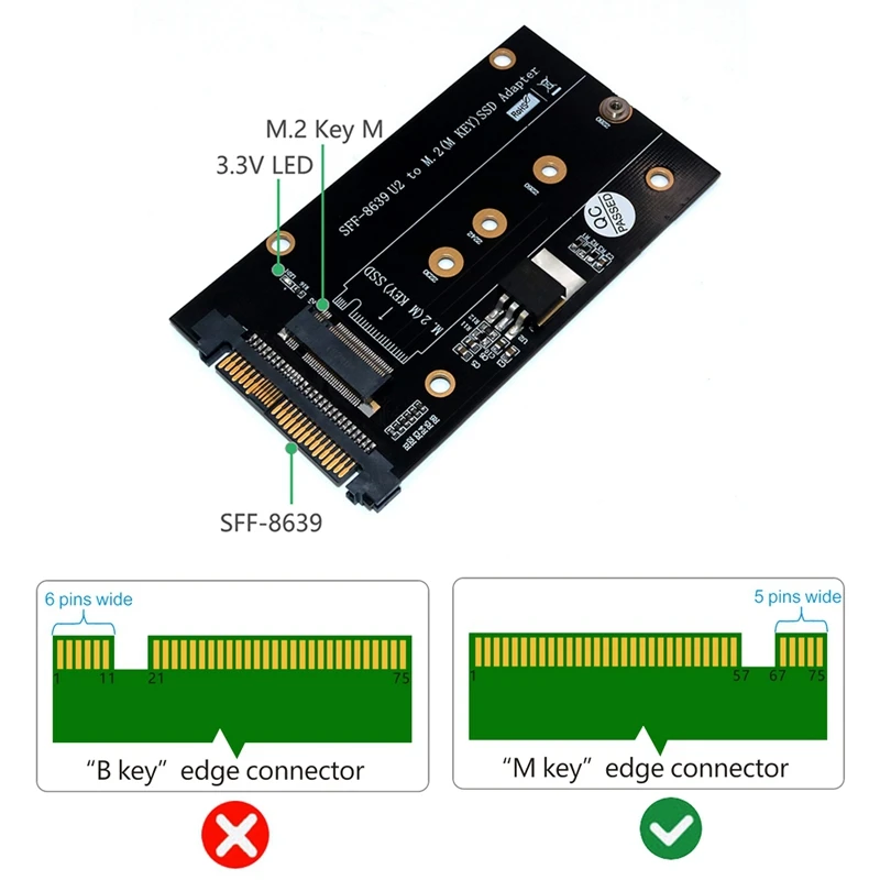 Добавить на картах M.2 SSD в U2 адаптер NVME M.2 SSD U2 карта ключ M с черным радиатором