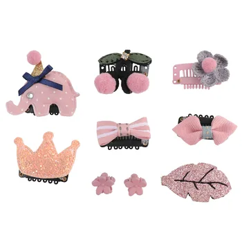 

9pcs Adorable Hairpins Set Hair Clips Kids Girls Headdress Hair Accessories Headwear For Kids Girls (F3-32 Pink Elephant)