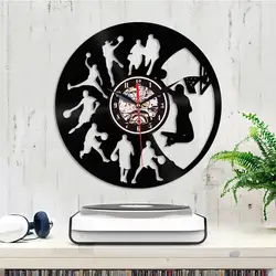 Светодиодное освещение баскетбольная виниловая запись 3D настенные часы персонализированные художественные наклейки Креативные
