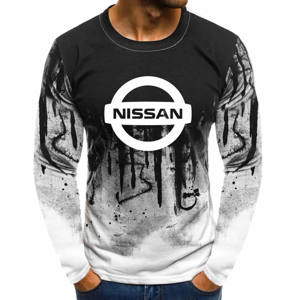Градиентный пуловер с круглым вырезом, толстовки Nissan Motor, с логотипом автомобиля, повседневные хлопковые мужские толстовки, хип-хоп Harajuku, мужская одежда