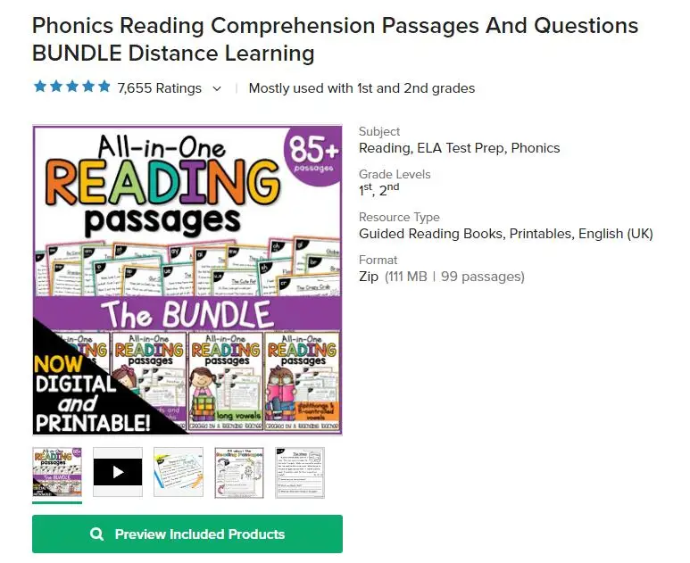 Phonics чтение понимание отрывки и вопросы комплект дистанционного обучения PDF