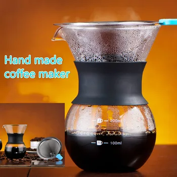 

Modern minimalist style hand-made mini all-in-one coffee sharing pot, filter-free household handmade coffee set, glass pot