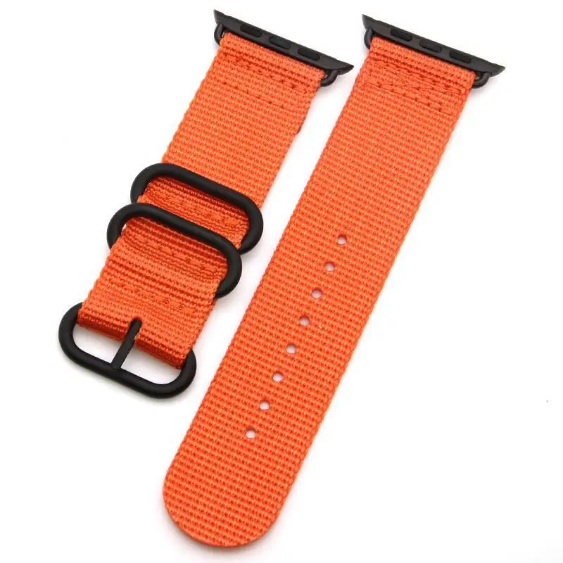 orange Ремешок NATO для Apple watch band 4 44 мм 40 мм iWatch band 42 мм 38 мм спортивный нейлоновый браслет ремешок для часов Apple watch 5 4 3 Аксессуары - Цвет ремешка: orange