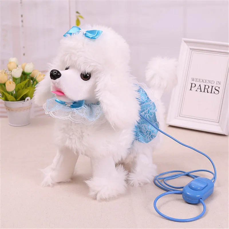 Electronic Walking Pet White Fluffy Poodle Puppy Remote Control Gift Dog Toy Uk 
