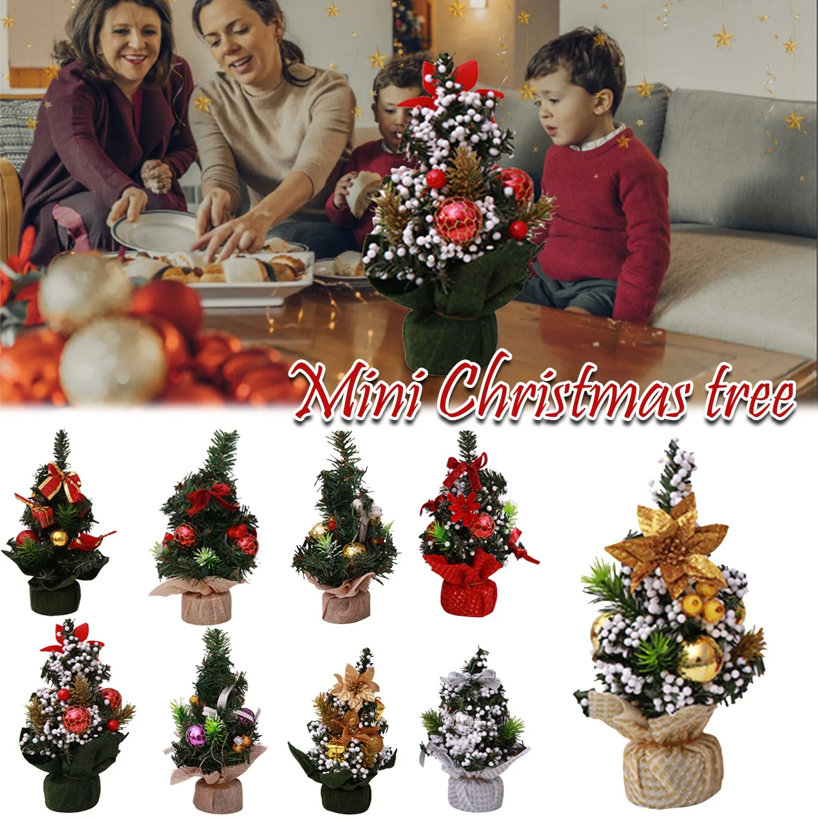 Artificial Tabletop Mini Christmas Tree Decorations Festival Miniature Tree 