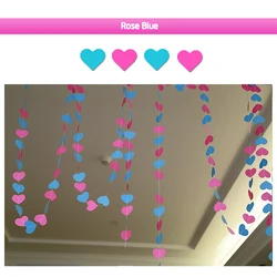 Elegant Love Pink and Gold Glitter Heart Garland for Weddings, Birthdays, and Bridal Showers (Fuchsia Blue 13Ft)