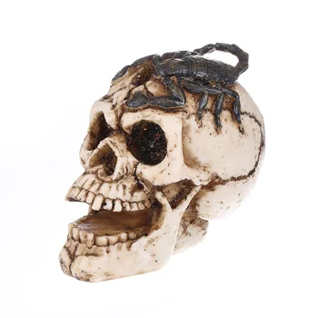 

[Funny] Halloween Creative Home Pub Decoration scorpion Skull figure model Statue horror Resin Crafts Sculpture ornament gift