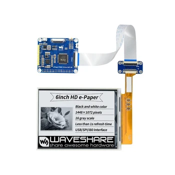

BlueRaven 6inch E-Ink display HAT for Raspberry Pi definition , black/white, 16 gray scale, embedded controller IT8951