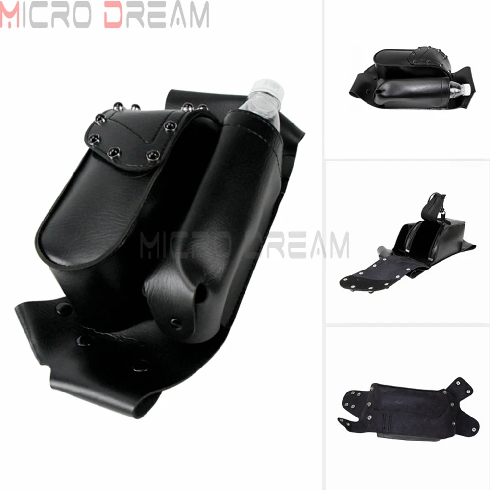 

Black Motorcycle Right Side Crash Bar Saddlebag Guard Bag w/ Water Bottle Holder For Harley Touring Road King FLTR FLHT