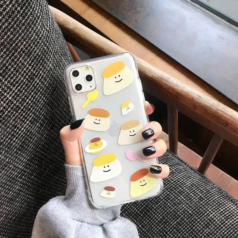 INS стильные милые чехлы для телефонов с пудингом для iPhone 11Pro Max 6 6s 7 8 Plus 11 X Xs Max Xr высококачественный прозрачный мягкий чехол Fundas Capa - Цвет: 1
