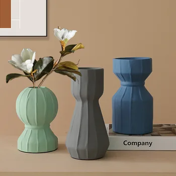

Nordic Ceramics Vase Morandi Crafts Coffee Table Decor Vase Artwork Living Room Flower Vases Home Decoration Accessories Modern