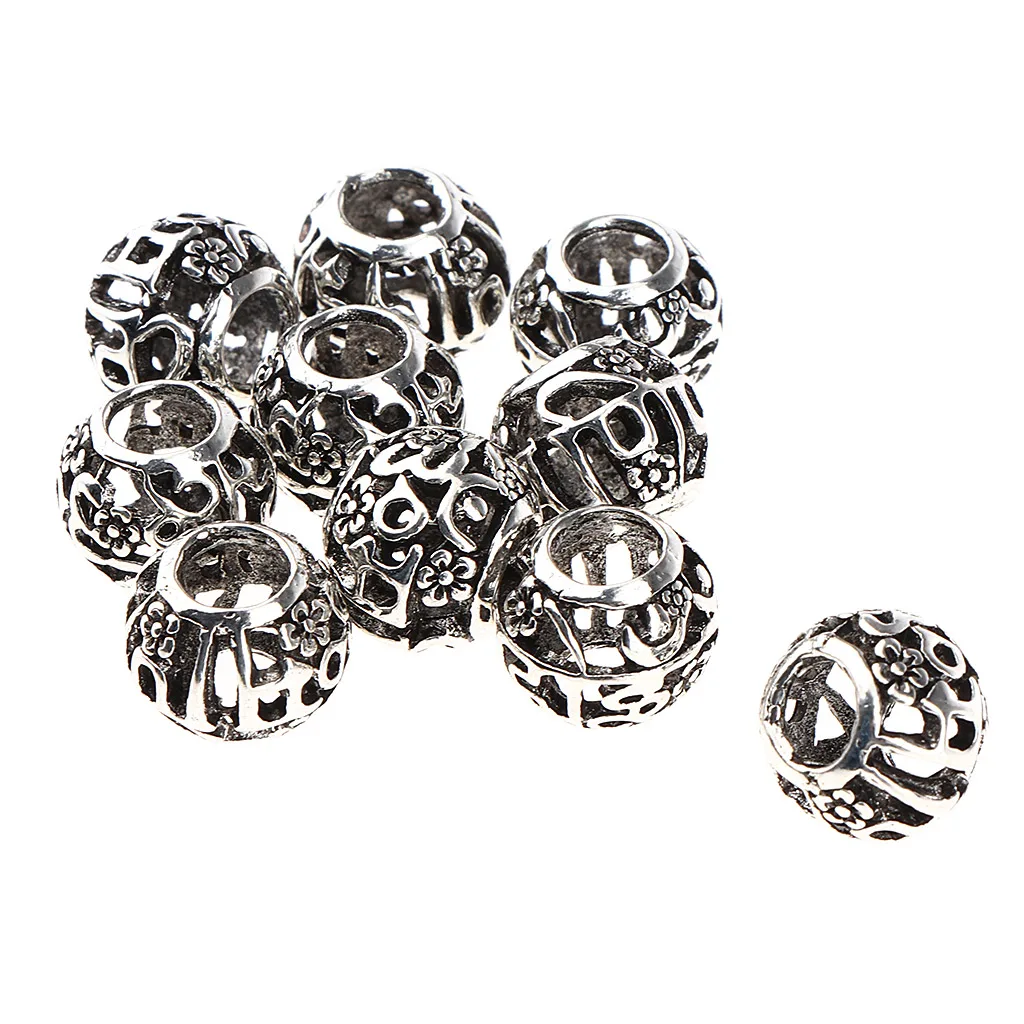 10pcs/set Dreadlocks Beads Hair Rings Tubes Decoration Braiding Hair Braid Cuff Clip