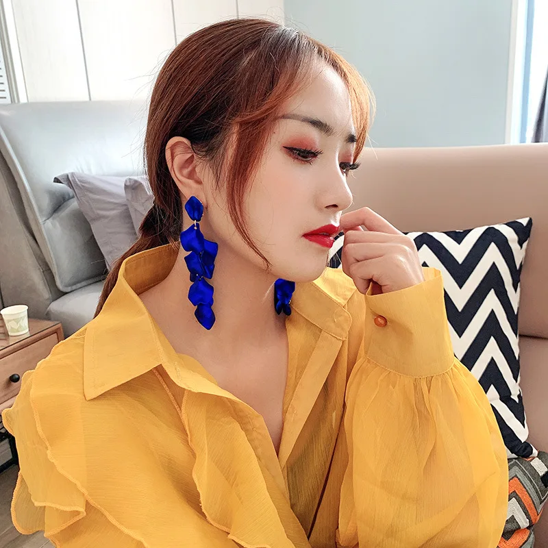 H601024f6f37940ab8c281443232dafcfv - XIYANIKE 2019 New Arrival Vintage Women Dangle Earrings Sexy Rose Petal Long Tassel Earrings Female Korean Jewelry Red Earrings