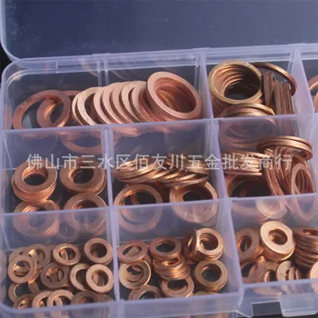 

300PCs Copper Washer Nut and Bolt Set Red Heat Resistance O Ring Seals Gaskets for Sump Plugs Water M5/M6/M8/M10/M12/M14