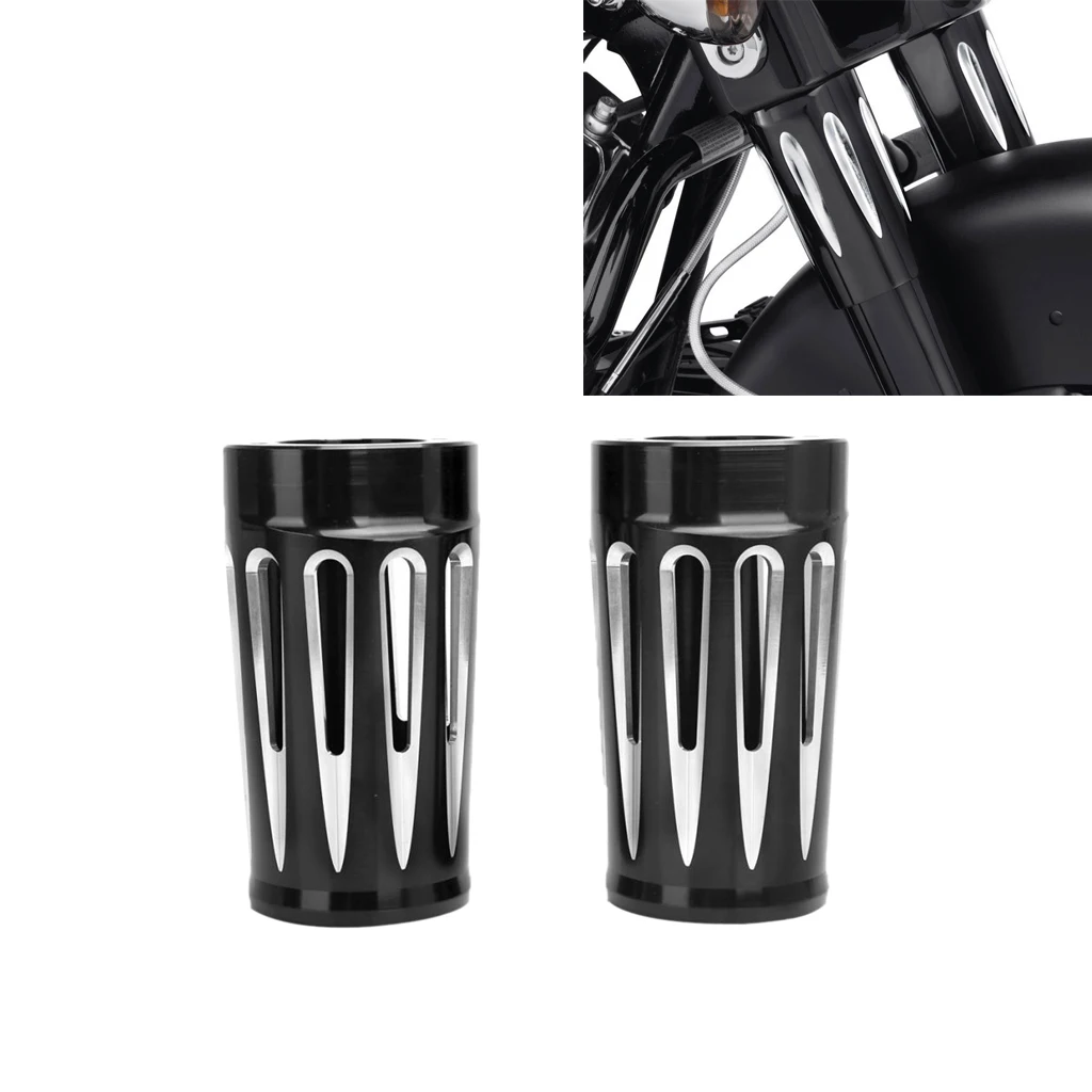 CNC Black Billet Fork Boot Slider Cover Cow For Harley  Touring 84-13 Custom