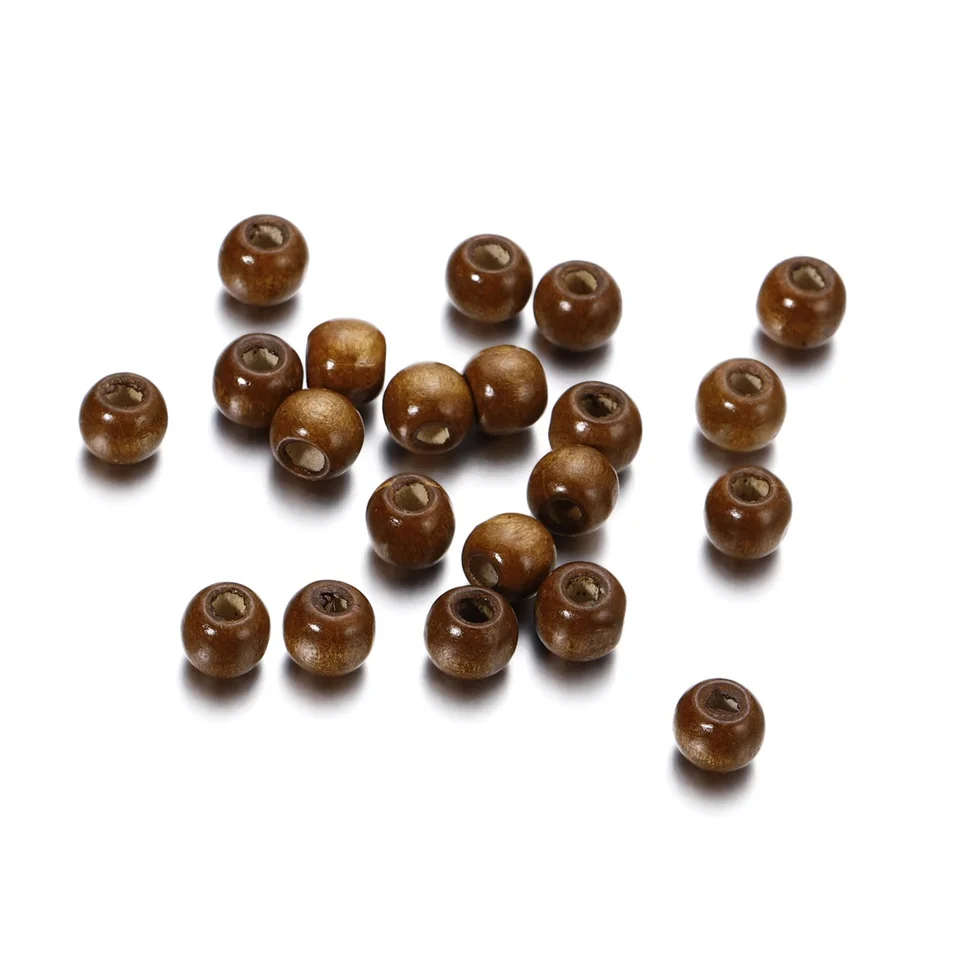 Craftdady 100 Cuentas Redondas De Madera Redondas De 19 Mm, 5 Colores, Cuentas Trenzadas De Pelo De Rastas, Agujero Grande, Espaciador Europeo Para Macramé, Manualidades, Joyería, Agujero: 9 Mm