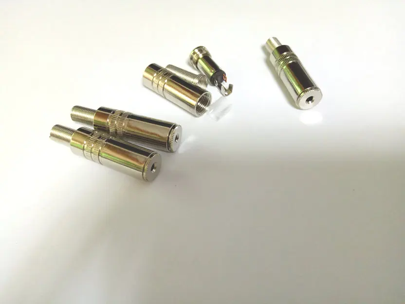 50pcs Silver plated copper 3 Pole 3 5mm Plug Male Headphone Jack 3 5 mm Audio Connector For 4mm Cable Adapter
