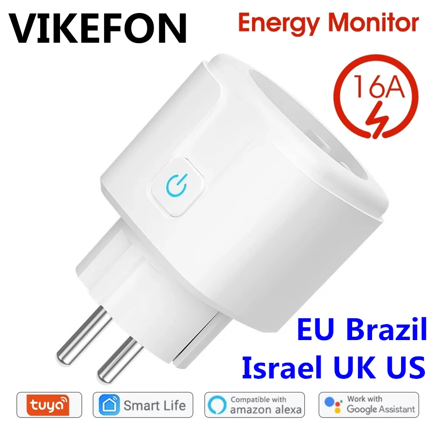 WiFi Smart Plug 16A EU Brazil Socket Tuya Smart Life APP Support Alexa Google Home Assistant Voice Control Power Monitor Timing