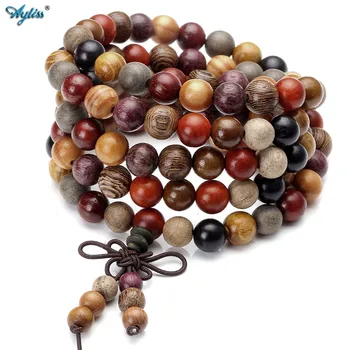 

Ayliss 8mm Natural Wood Bracelets Buddha Buddhist Prayer Mala Beads 4-Row Bracelet Necklace 1pc Long Bracelet Jewelry