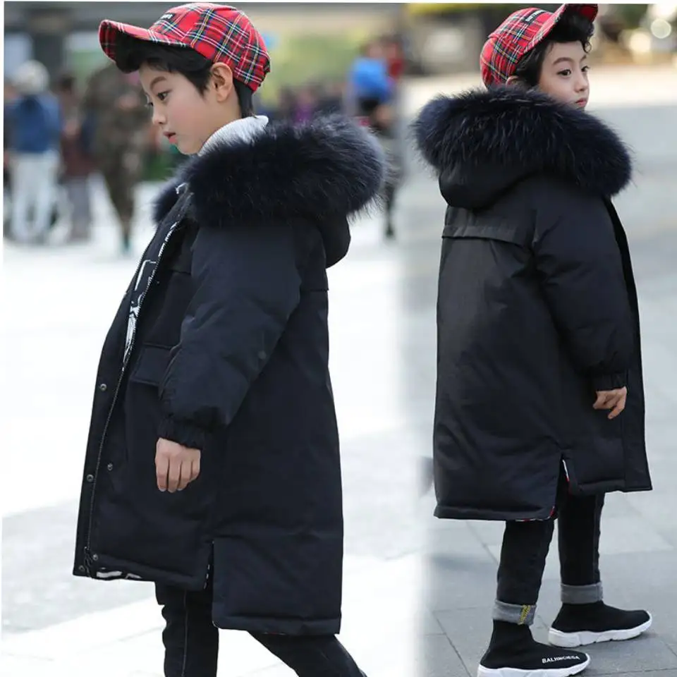 2020 Kids Parkas Russia Snowsuit Winter Down Jackets Outerwear For Boys Girls Clothes Windproof Outdoor Fur Hooded W