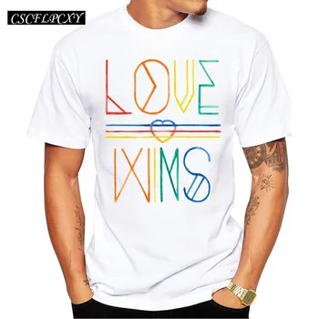 

Fashion Love Wins Design Men T-Shirt Short Sleeve Casual Tops Hipster Letter Printed T Shirts Funny Cool Tee