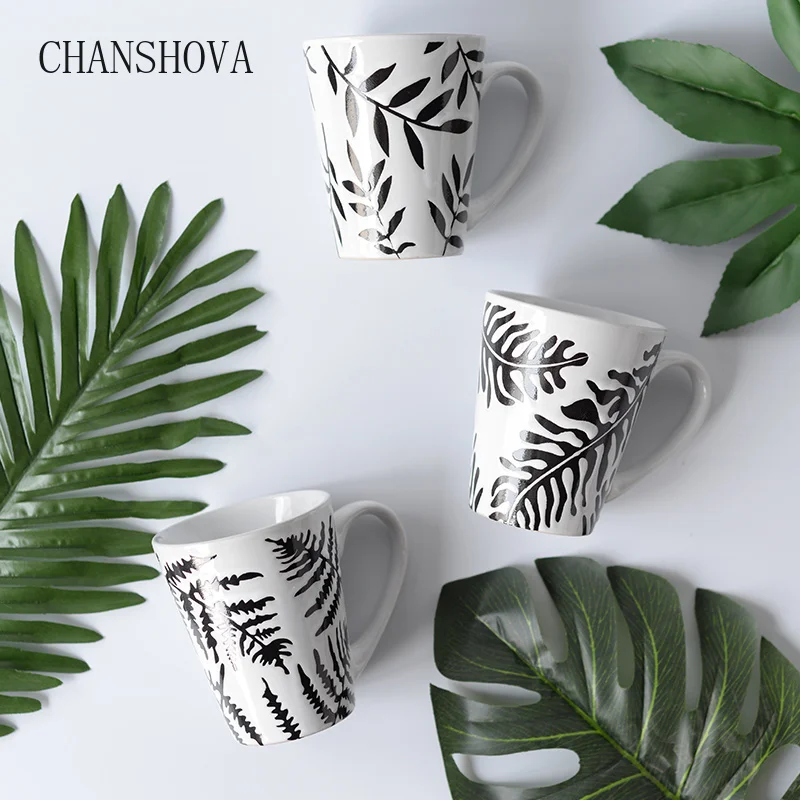 CHANSHOVA Бытовая керамика простая чашка с листом чашка Скандинавская чашка Молоко Кофе Чашка для завтрака кофейные кружки Милая чашка милые кружки креативные