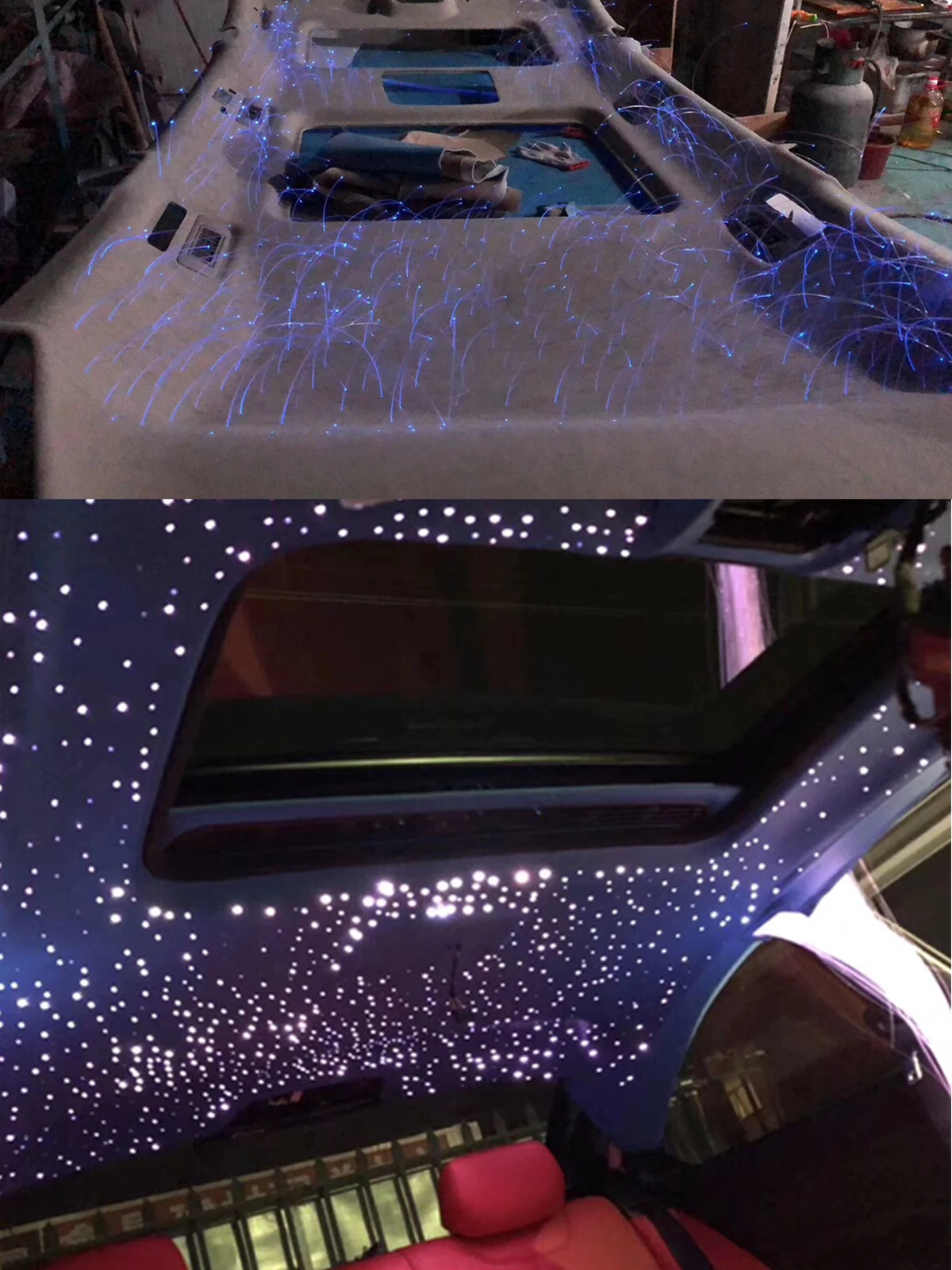 6 Вт RGB светодиодный светильник на крышу авто пластиковые волоконно-оптический Звездный потолочный комплект света 380 пряди*(0,5 мм+ 0,75 мм+ 1 мм)* 2/3 м с сенсорным пультом дистанционного управления