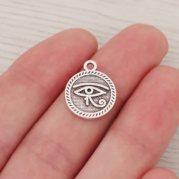 

30 x Tibetan Silver Eye Of Horus Egyptian Pagan Wiccan Symbol Charms 2 Sided Pendants For Necklace Jewelry Making 15x15mm
