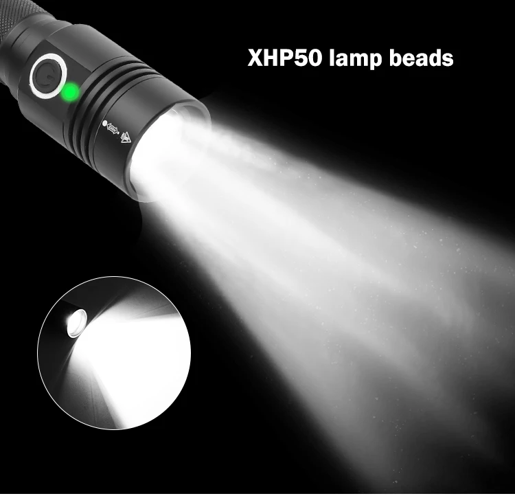 Мощный фонарик XHP70.2, перезаряжаемый через USB, светодиодный фонарь, тактический фонарь XHP50, Xlamp, фонарик с зумом, водонепроницаемый фонарь, 18650