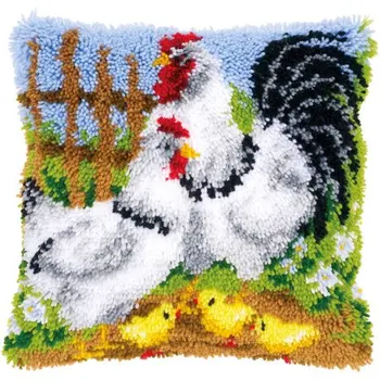 

Latch Hook Cushion Animal Chicken Pillow Sofa Decor Crocheting Yarn Kits for Embroidery Pre-printed Color Canvas catoon