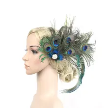 Женская заколка для украшения для волос с перьями павлина, женские скачки, Свадебная вечеринка, Тиара заколка, аксессуары для волос